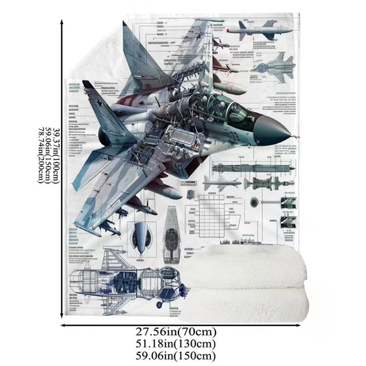 Stay cozy and warm with this military enthusiast fighter jet print flannel blanket. Made of 100% polyester, this blanket is perfect for all seasons and offers comfortable warmth. Featuring a digital print design, this blanket weighs between 200-250gsm