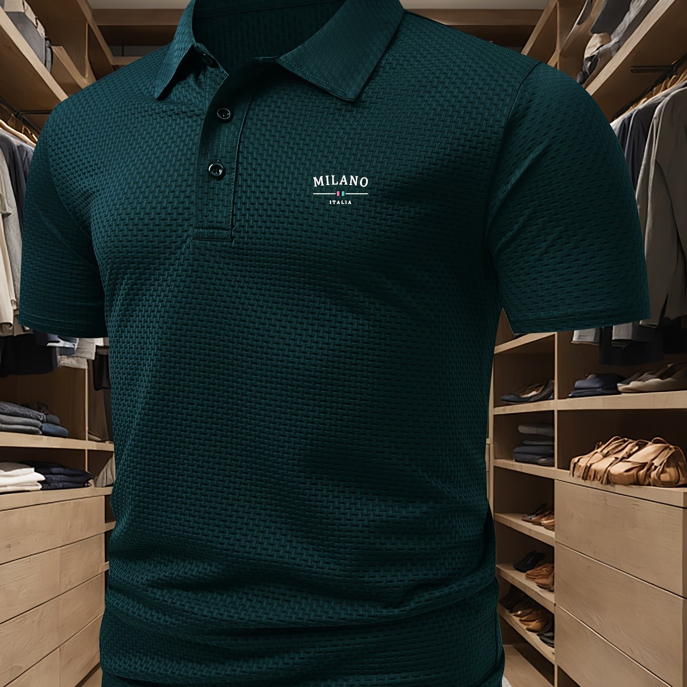 Men's short sleeve golf shirt by Milano Print, perfect for both tennis training and business casual wear. Ideal for summer and outdoor activities.