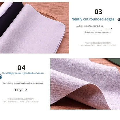 Multi-purpose reusable microfiber cleaning cloth designed for glasses, watches, jewelry, and electronics. Made from lint-free, non-woven fabric.