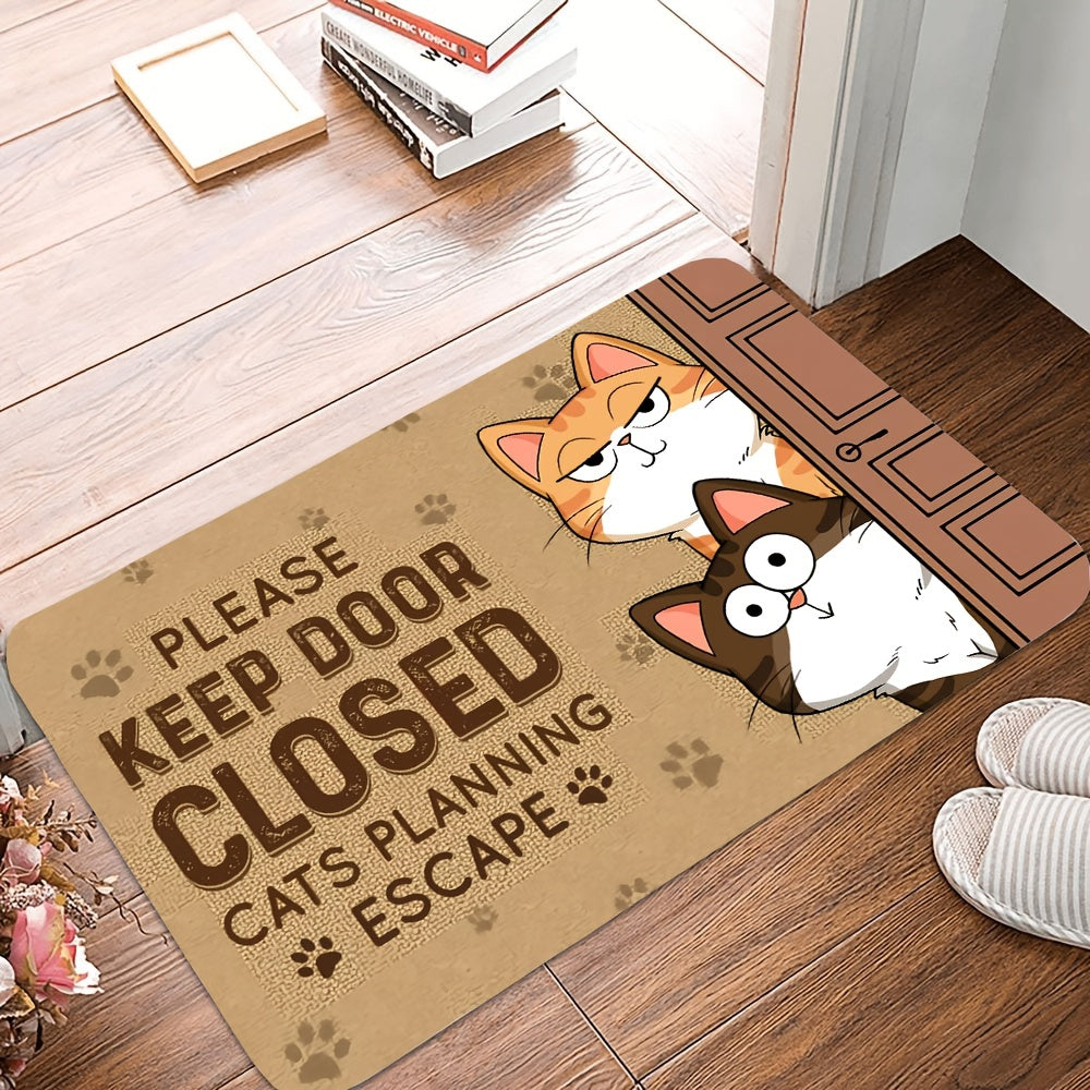 Welcome guests with a delightful cat-themed doormat - Made of anti-slip, stain-resistant polyester material, easy to clean in the washing machine, ideal for indoor home decor