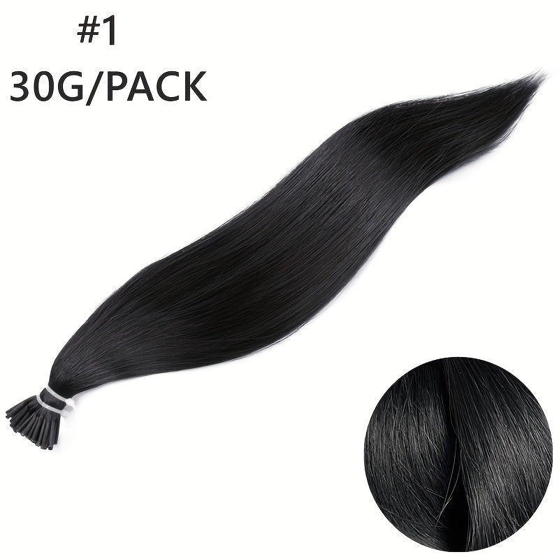 50pcs Human Hair Extensions in various colors (Black, Brown, Blonde) for all women, 30.48-50.8 cm long, lightweight 0.6g each.