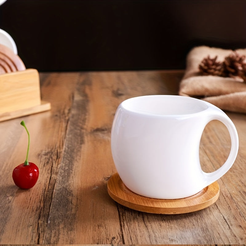 Cute ceramic coffee set for office and home use, dishwasher and microwave safe, 8.5-ounce capacity.