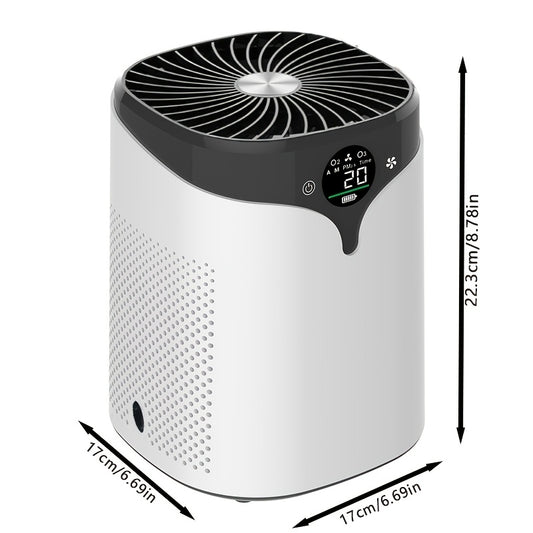 2024 New USB Powered Air Purifier with Triple Deep Filtration, Intelligent Touch Screen, ABS Material, Low Voltage Operation, and 360° Air Inlet for Healthy Breathing, Negative Ion Rich.