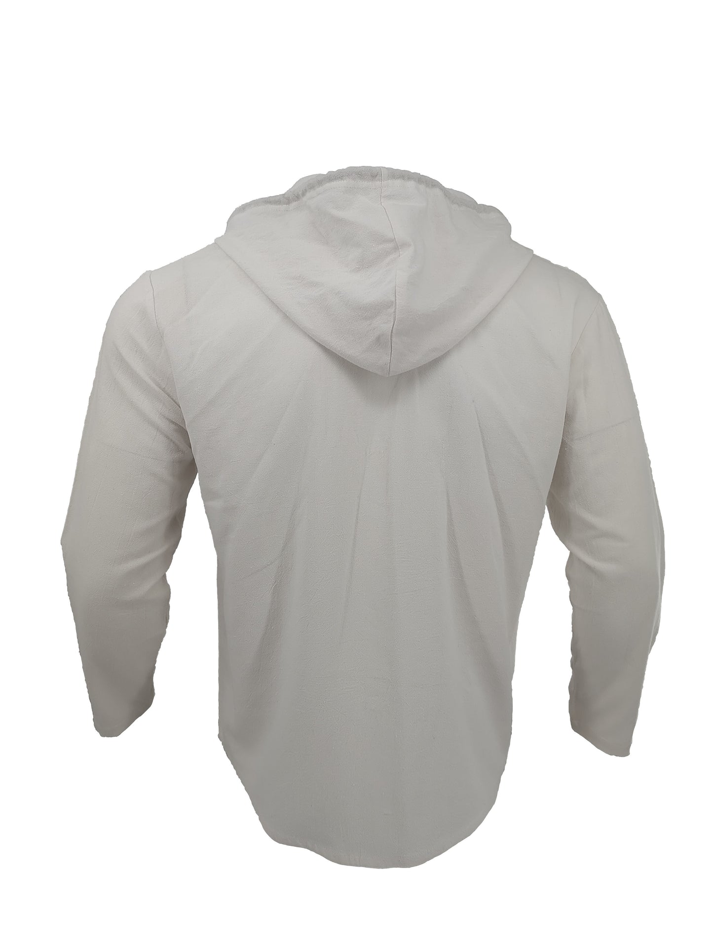 Men's Hooded Cotton Shirt for Spring/Fall - Long Sleeve Button-Top, Regular Fit, Solid Color, Woven Fabric | Spring Casual Wear | Casual Style