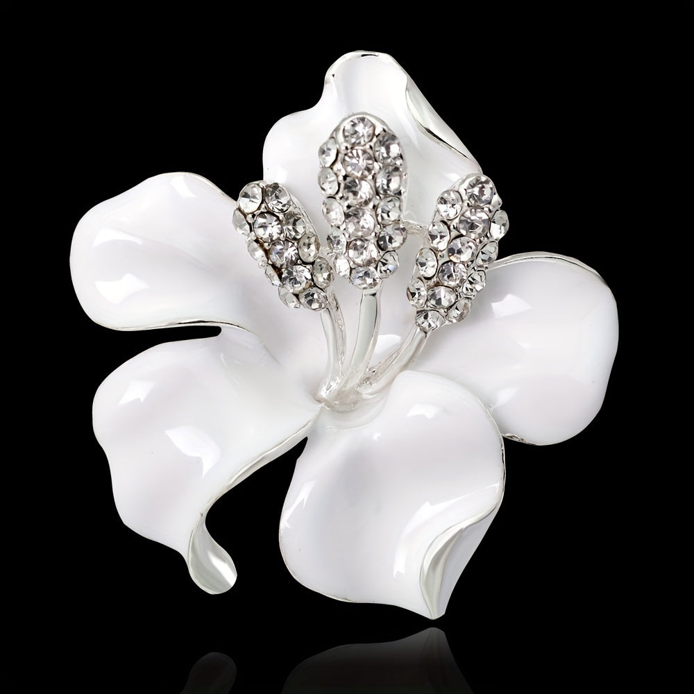 Stylish Flower Brooch Pins Made of High-Quality Alloy, Featuring a Unique Rose Design Adorned with Shimmering Rhinestones, Perfect for adding a touch of Glamour to Bridal and Wedding Attire