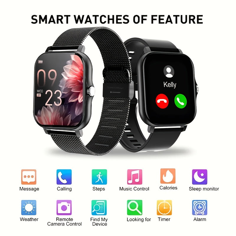 Introducing the New Big Screen Smart Watch with Wireless Call, Sedentary Reminder, Sports Modes, Custom Watch Faces, Weather Display, and Message Alerts. Compatible with Android and iPhone