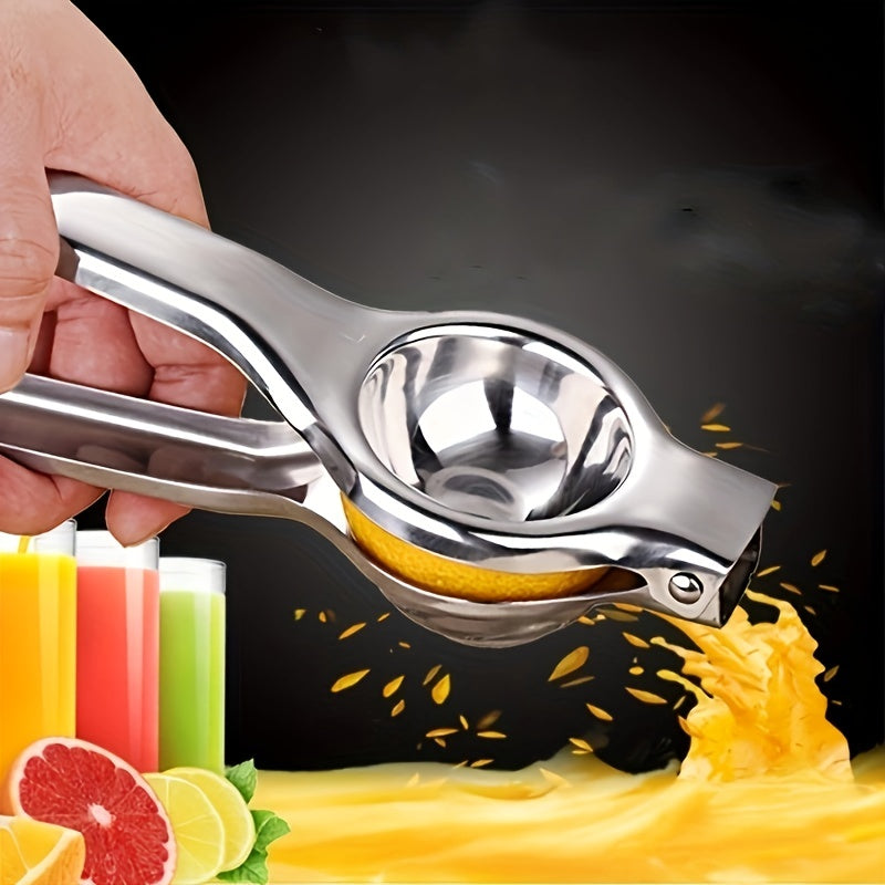 1 piece of Citrus Juicer, a versatile Lemon Juicer that can also be used for oranges, a creative and manual juicer made of stainless steel. This Citrus Squeezer is a must-have item for your kitchen, as it is a multifunctional tool that can easily extract