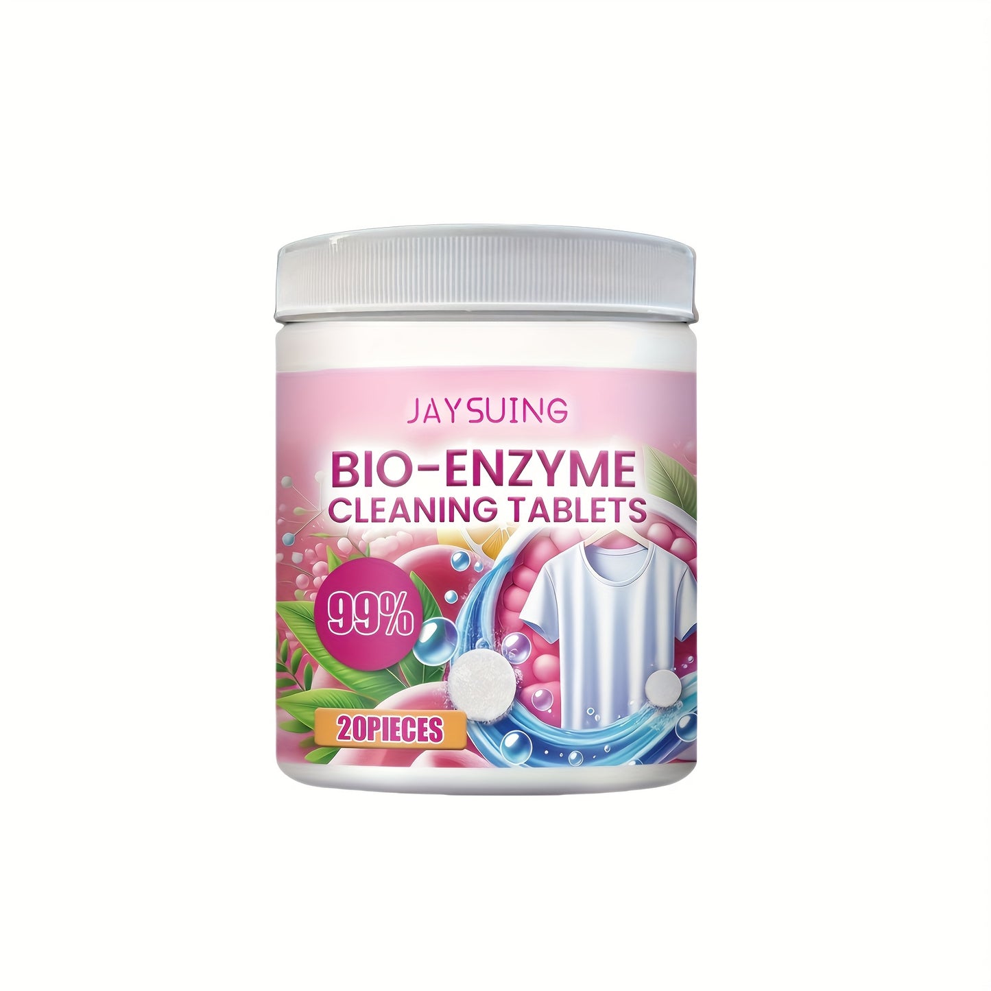 20 JAYSUNG Bio-Enzyme Cleaning Tablets for RV fabric, stain & odor removal, dust removal, and color preservation.