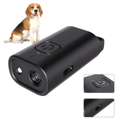 USB rechargeable mini ultrasonic dog repeller with LED for portable and electric anti-barking training.