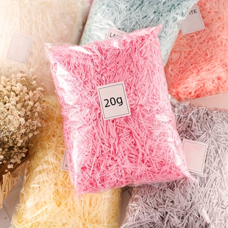 20g Raffia filler in vibrant rainbow colors for gift boxes - perfect for birthday, wedding, and bridesmaid gifts.