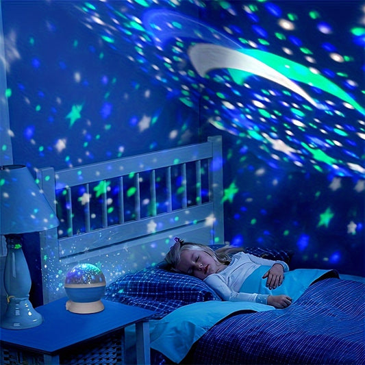 1 Colorful Rotating Starry Sky Projection Light for a Romantic Bedroom Atmosphere.