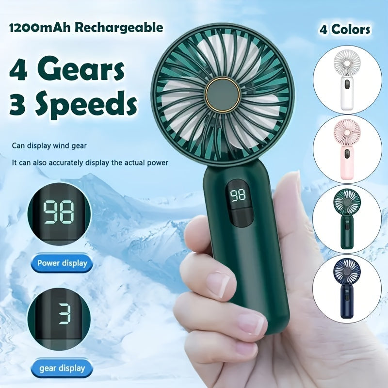 New handheld mini fan, USB rechargeable for office and outdoor use, silent and durable with a portable design perfect for camping.