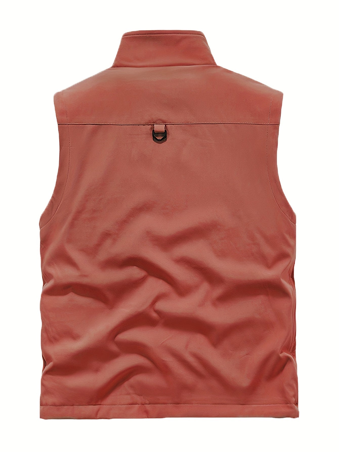 Thickened casual vests for men in autumn with fleece lining, multiple pockets, solid color, ideal for fishing and photography, with zipper.