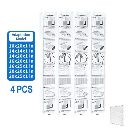 4 ta TopWell qiyshiq havo filtrlari to'plami AC/HVAC pechka havo filtri - Qayta ishlatiladigan havo filtri uchun almashtirish (ramkasiz) - 4 ta to'plam