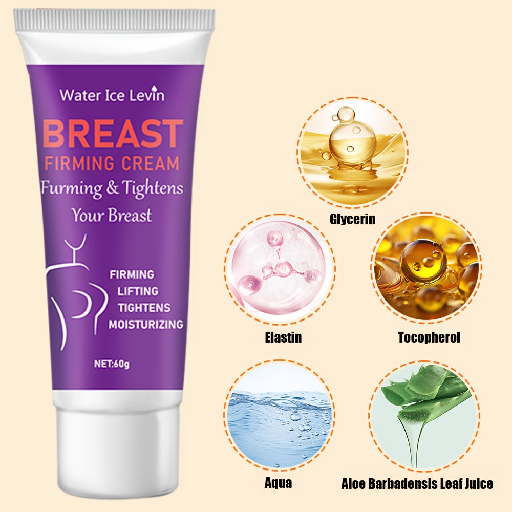 Water Ice Levin Breast Firming Cream with Hyaluronic Acid, Vitamin E & Glycerin lifts, tightens, and enhances elasticity.