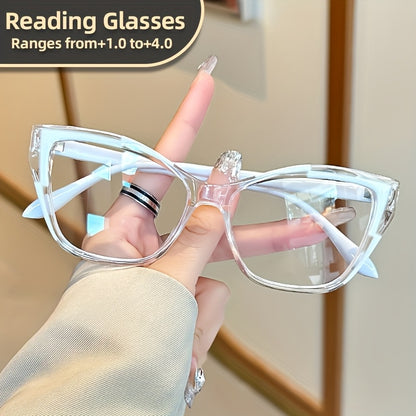 OYALIE Women's Fashion Cat Eye Reading Glasses with Clear Vintage Lens, available in +1.0 to +4.0 Prescription, with PC Frame and Metal Hinges.