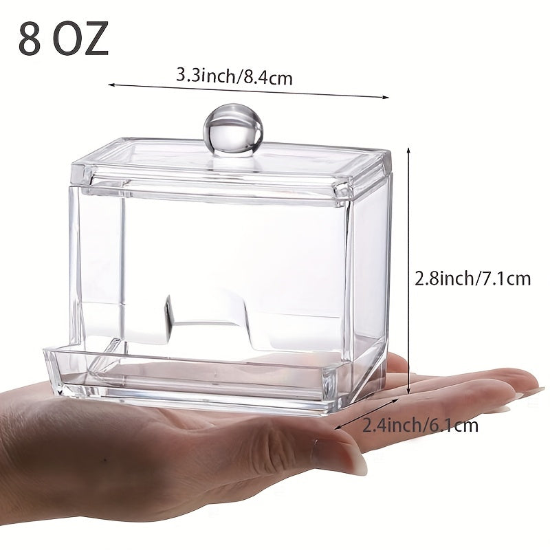 1pc 8oz Swab Holder, Buds Ball Dispenser, Bathroom Canister, Clear Apothecary Jar, Storage Bins for Home Organization