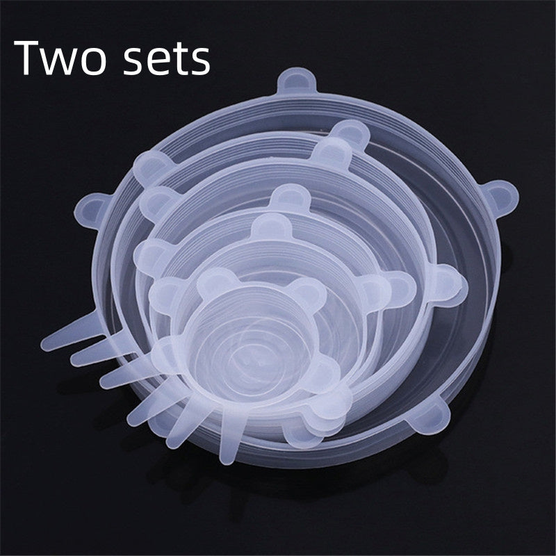 Get 2 Sets of Durable Silicone Stretch Covers - Reusable, Keep Food Fresh, Microwave Safe, Easy to Clean - Suitable for Most Containers