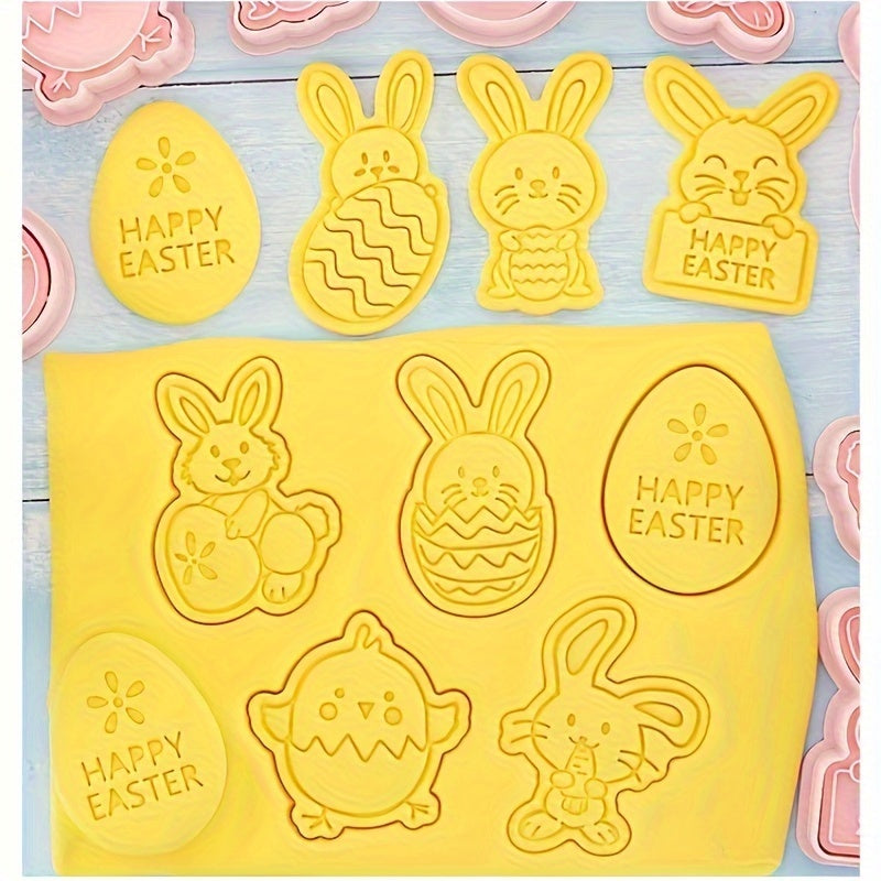 Easter Rabbit Egg Resurrection Mold for Cookies - Cartoon Bunny Design, Three-dimensional Press and Flip Mold for Sugar Baking Tools