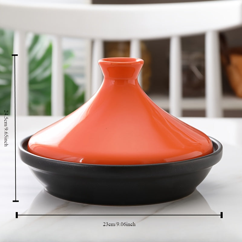 Traditional Moroccan Tajine Pot with Ceramic Lid and Enameled Cast Iron Base, Suitable for Gas Stovetops, Perfect for Cooking Delicious Meals