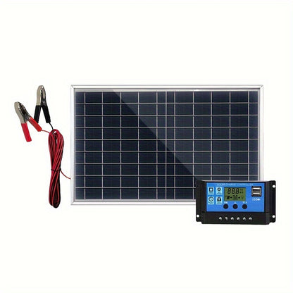 ZGZXSEXHZ Portable Solar Panel Kit with Controller, 12V-24V Output, USB Charger - Ideal for various outdoor uses.