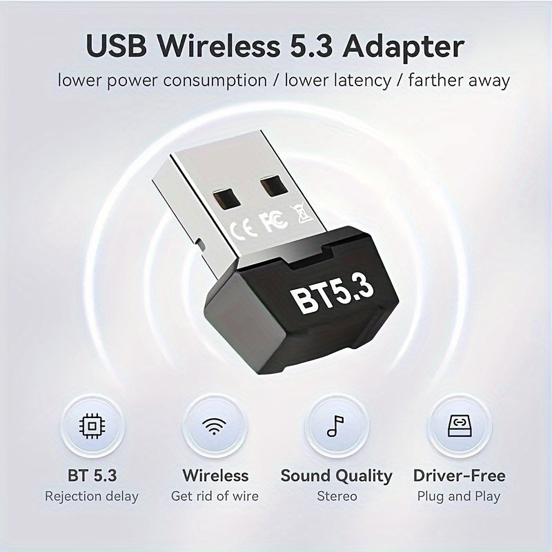 5.3 Wireless USB network adapter for multiple device support without the need for drivers. Ideal for connecting various devices such as headphones, speakers, tablets, keyboards, mice