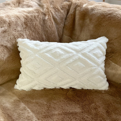 Plush quilted embroidered throw pillow covers for various room and car decor.