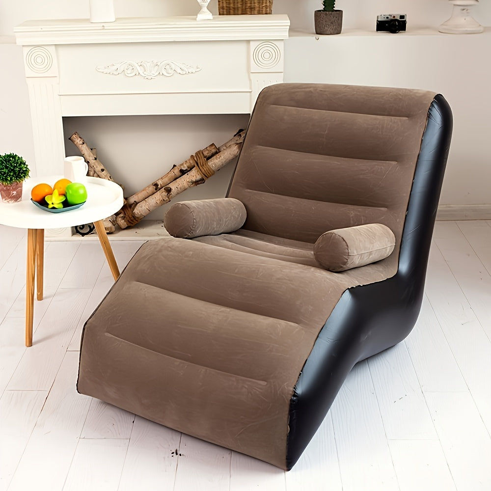 S-Shaped Inflatable Lounger Sofa in Faux Leather - Ideal for Home, Office, Travel, Camping & Outdoors.