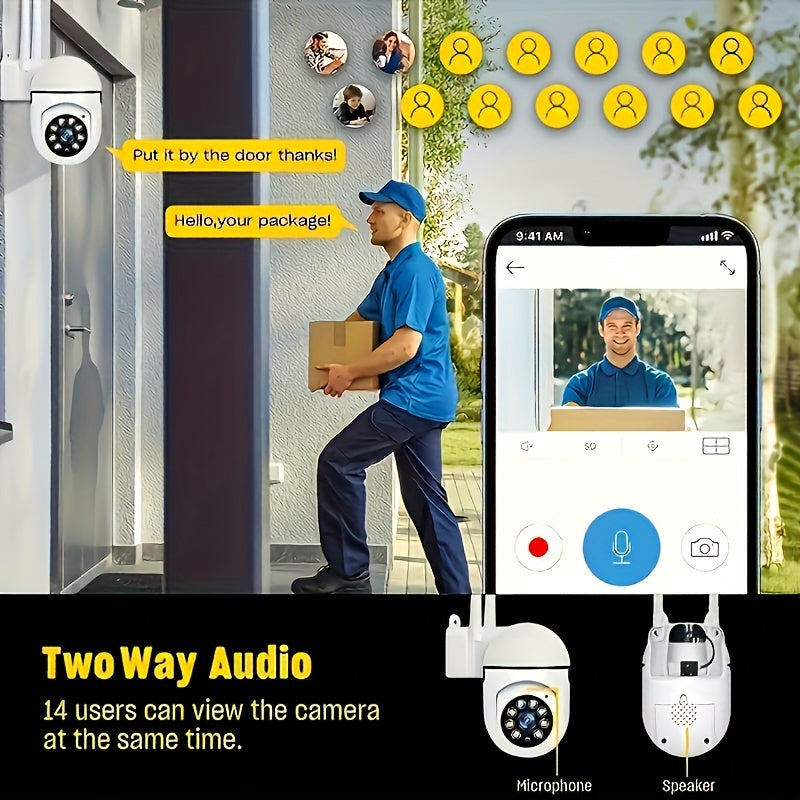 White high-definition WIFI monitoring camera with 355-degree intercom feature for high-definition home security. This remote camera has high-definition night vision capabilities and is suitable for both indoor and outdoor use (excluding rain and domestic