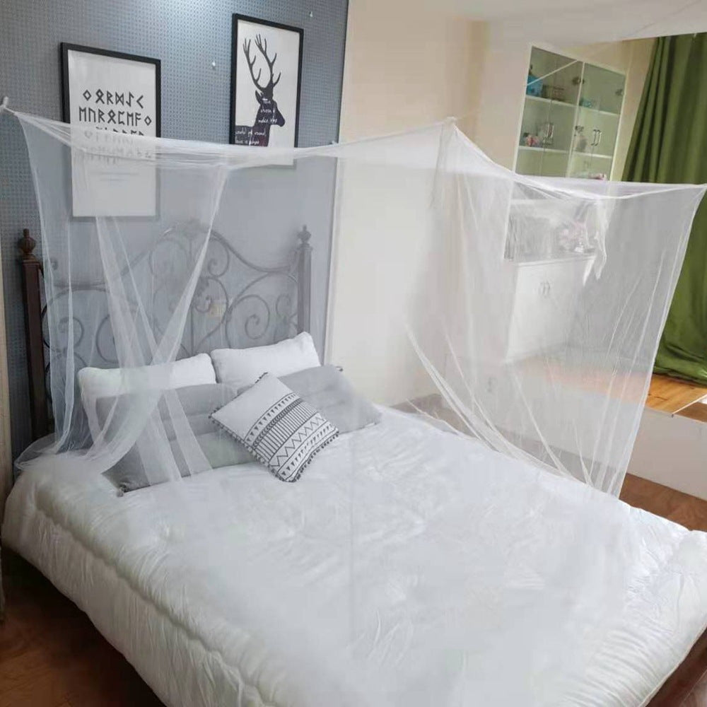 Easily install this elegant white polyester bed canopy with a single entry. No frame required. It is portable and perfect for creating a mosquito-free sleeping space in the bedroom, dorm, guest room, patio, porch, or while camping outdoors during the