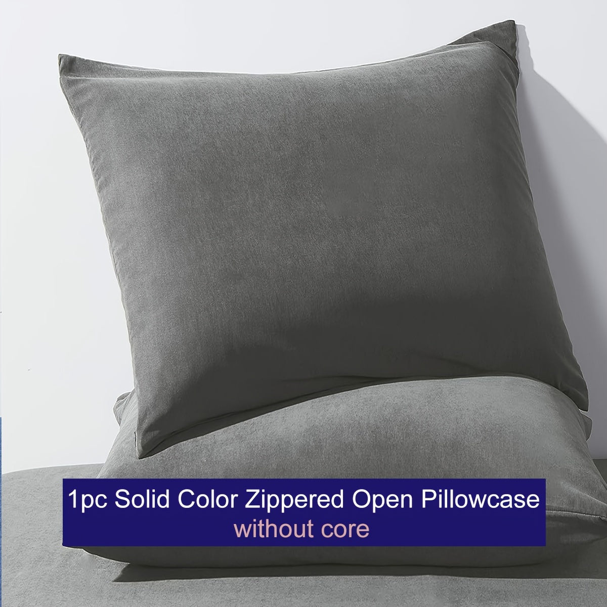 Breathable Microfiber Pillowcase with Zipper Closure- Solid Color, Various Sizes Available, Soft Texture