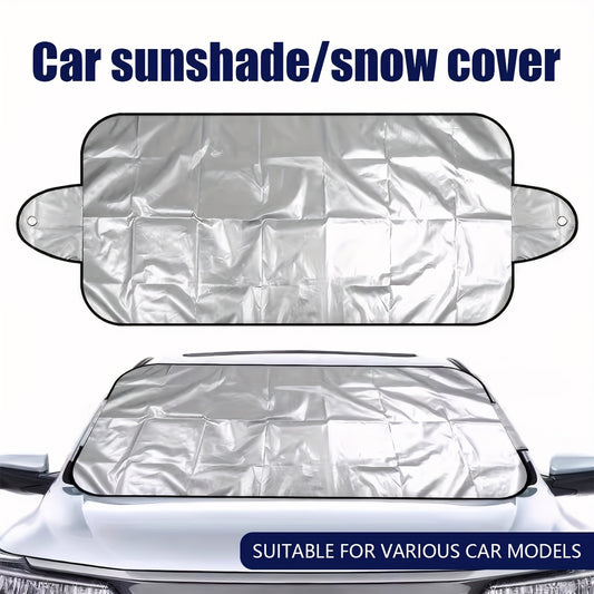 Sun visor and snow cover for car windshield, providing protection from sun, UV rays, and snow.