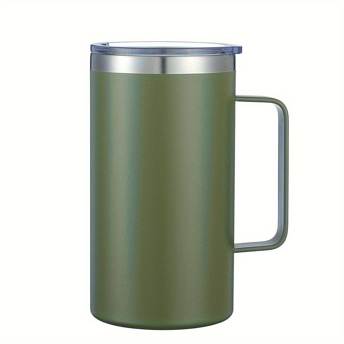 Stainless steel coffee mug, 24oz, vacuum insulated with lid and handle, ideal for all seasons, makes a great gift.