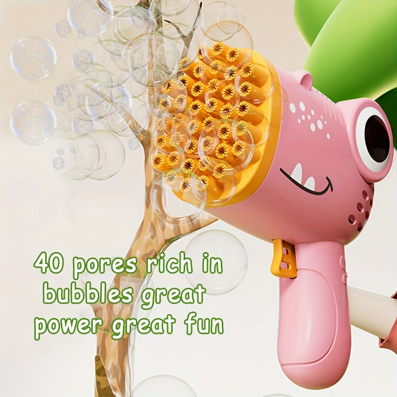 Handheld 40-hole Bubble Blowing Dinosaur Bubble Gun, Perfect Outdoor Holiday Gift Toy