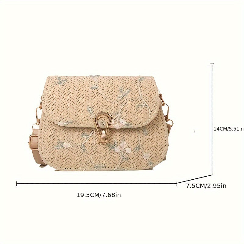 This year's popular small bag for women: the 2024 summer new fashionable shoulder crossbody bag, featuring lace and grass weaving in a small square design.