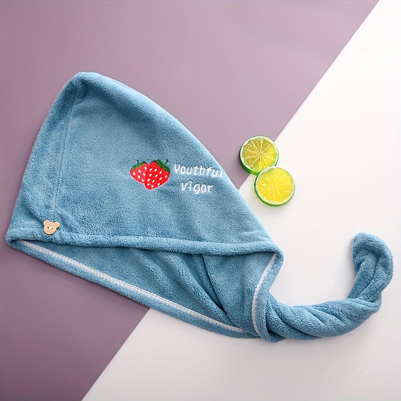 Fruit embroidery hair towel for quick drying