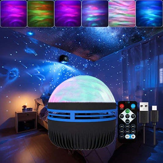 Galaxy Projector with 7 Color Patterns & Remote Control - USB-Powered LED Night Light featuring Aurora Borealis design, perfect for enhancing your bedroom ambiance