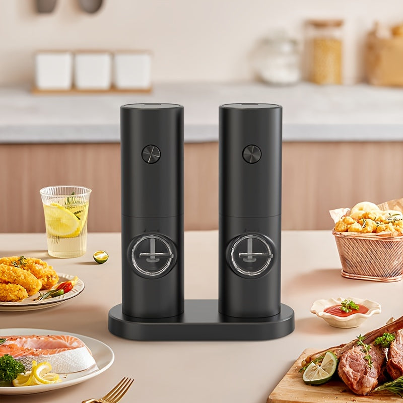 The CLITON Electric Pepper Grinder is a convenient and stylish addition to your kitchen. This grinder features a built-in storage base for whole black pepper, and automatically grinds salt, pepper, and other spices with ease. Made of durable plastic and