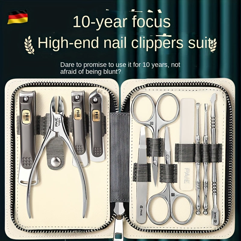 9/11 Stainless Steel Fingernail Clipper Set with Storage Case, Unscented Nail Grooming Kit, Precision Trimming Blade.