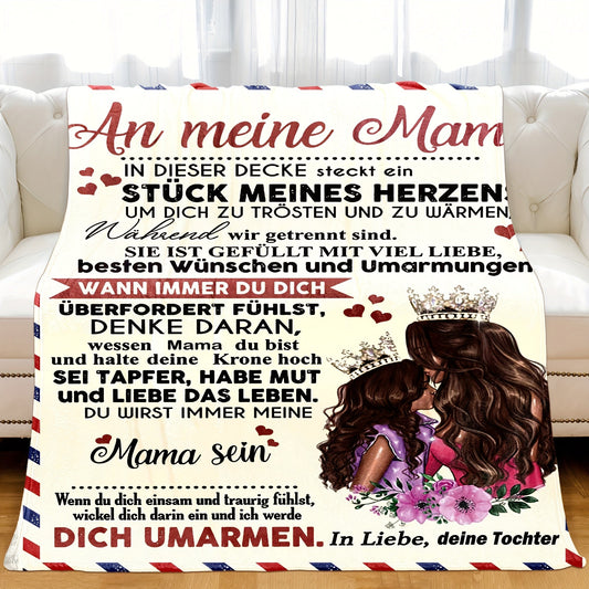 This German language blanket is a perfect gift for Mom. It is made of super soft flannel material, making it the best gift for Mom. Whether for bed, sofa, or travel, this blanket is essential.