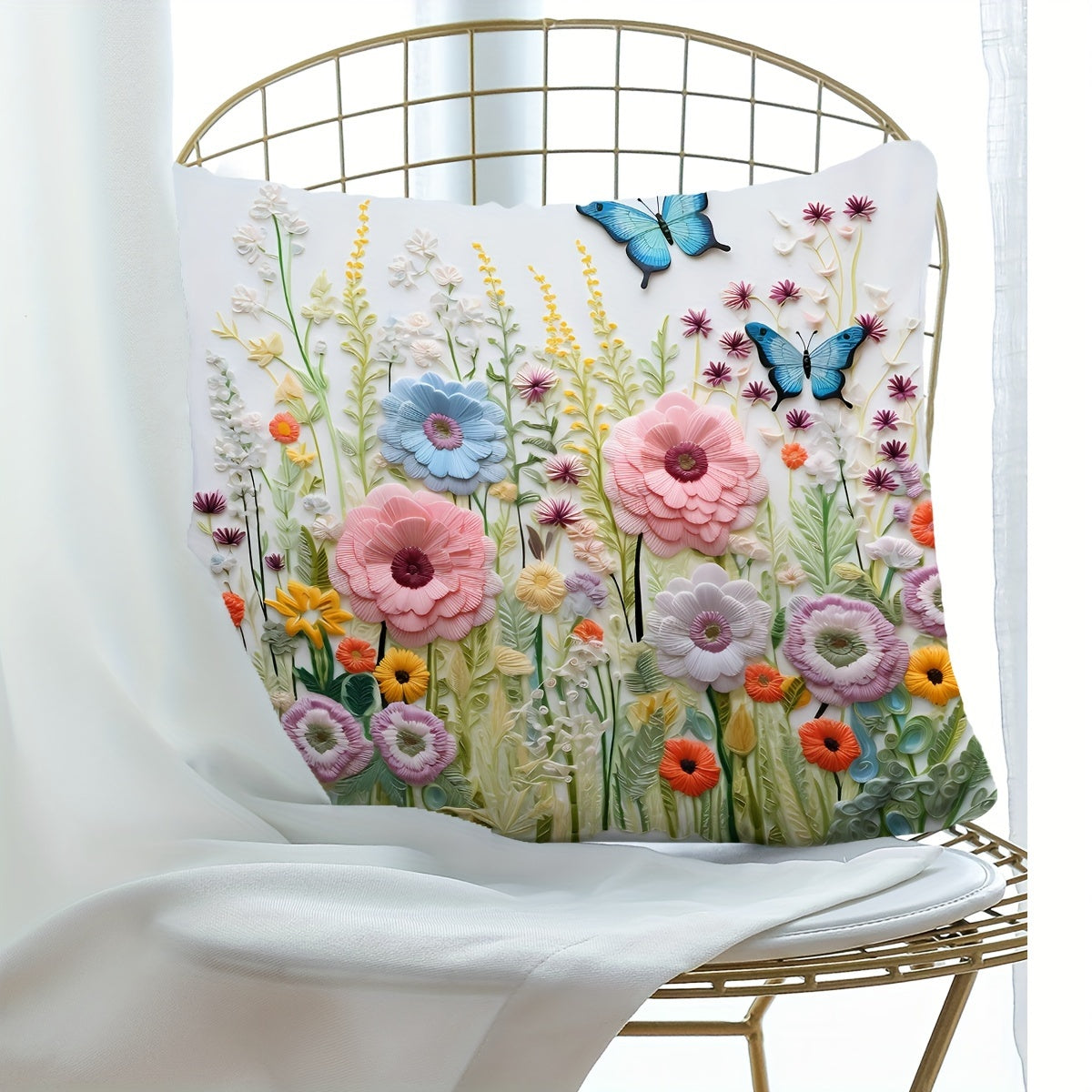 1pc Butterfly Series Digital Printed Pillow Cover, 44.96cm x 44.96cm, Single Sided Printing, Suitable for Sofa, Living Room, Bedroom, Home Decoration - No Pillow Insert included.