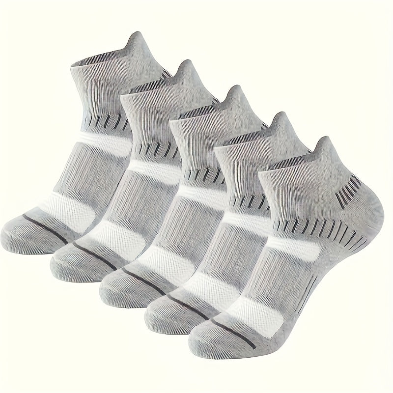 5 pairs of breathable ankle socks, striped design for men's fall wear