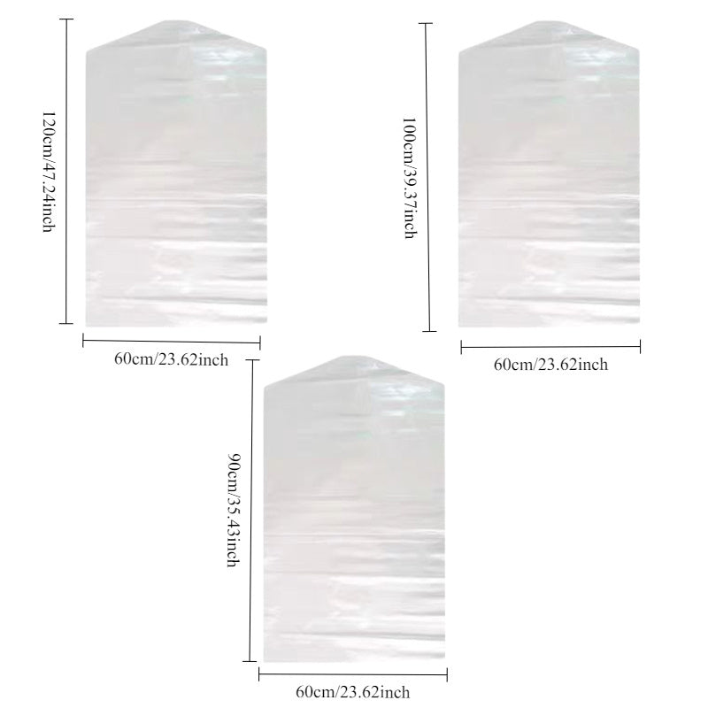 Transparent plastic garment bags, 20/50 pieces in a pack, designed for storing clothes like suits, shirts, dresses, and coats. These dustproof storage covers are perfect for keeping your wardrobe organized in the bedroom or dormitory. Easy to carry and