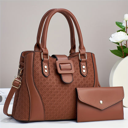 New Two-Piece Set Fashion Handbag for Women with Woven Design, High Appearance Level, and Large Capacity