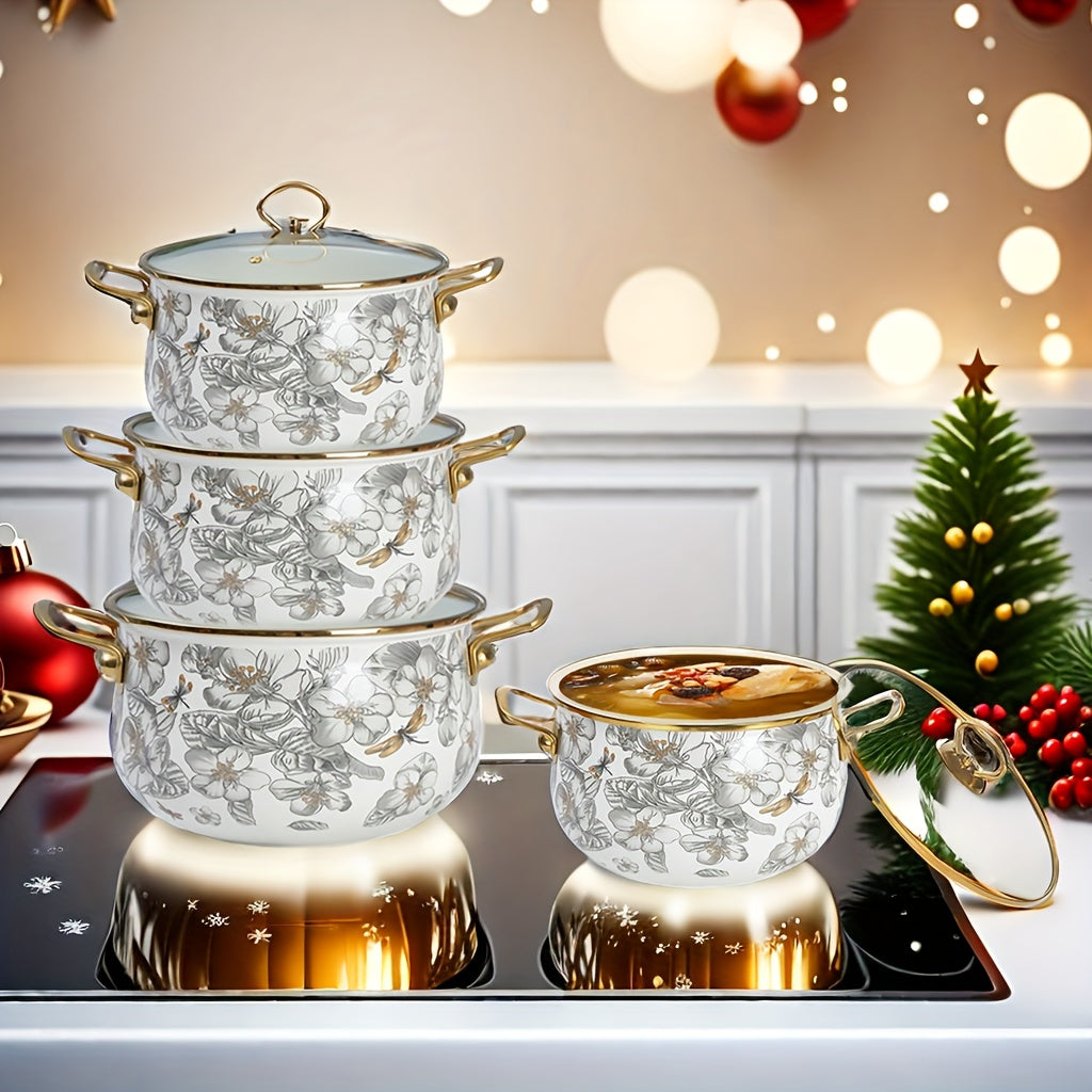 Premium Enamel Cooking Pot, ideal for Soup and Stew, with Easy-to-Clean Non-Stick Surface. Versatile for use in Home Kitchens and Restaurants, compatible with Gas and Electric Stoves. Perfect for Holiday Gatherings and as Gifts.