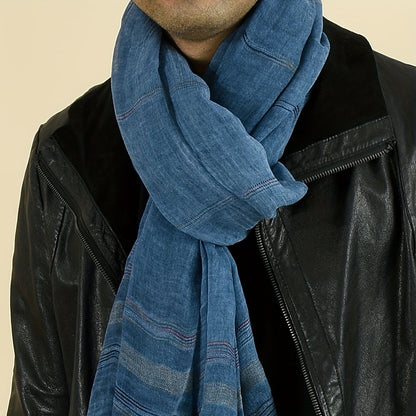 [Bestselling] Men's Stylish Striped Scarf - Made with 100% Rayon, Suitable for All Seasons, Features European And American Design, Expertly Woven