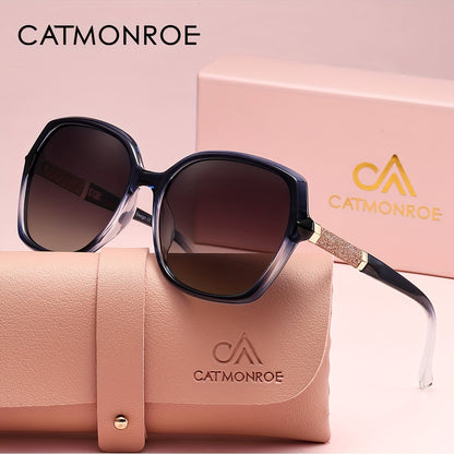 Women's Polarized Square sunglasses with high-quality PC frame, comfortable for outdoor activities and everyday use, comes in a pink gift box.