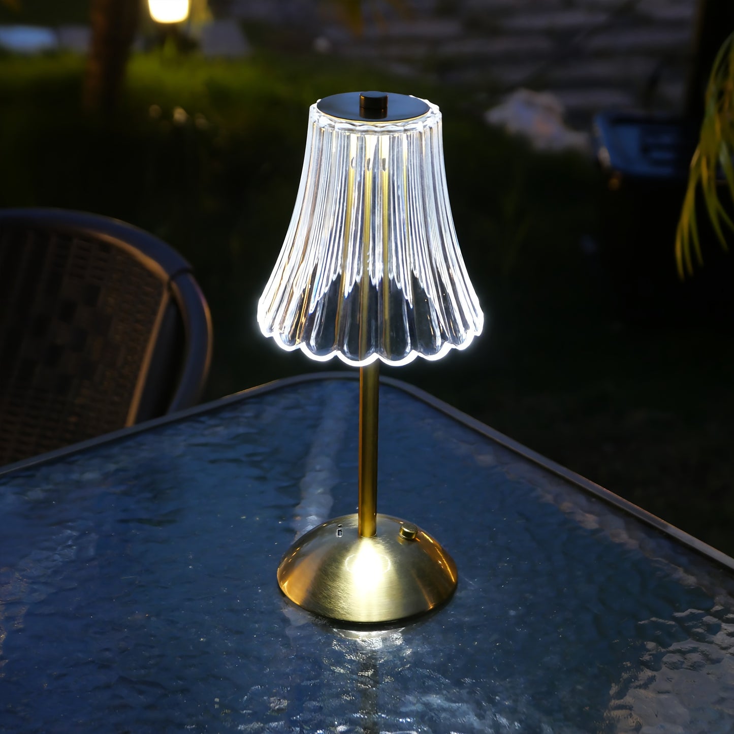 Contemporary LED Crystal Table Lamp with Touch Control, Tri-Tone Lighting, Wrought Iron Base, Rechargeable Battery - Ideal for Bedroom, Living Room, and Hotel Decor.