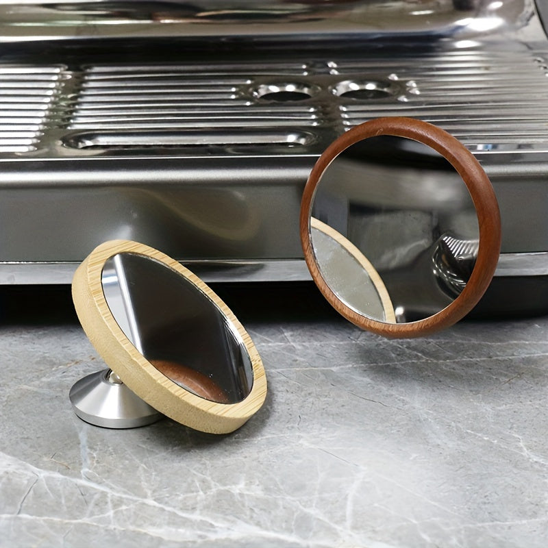 100 pieces of Coffee Lens for monitoring walnut beech flow, featuring a round lens with a magnetic base for easy attachment. The lens allows for 360° adjustable rotation, making it a convenient coffee machine accessory for baristas.