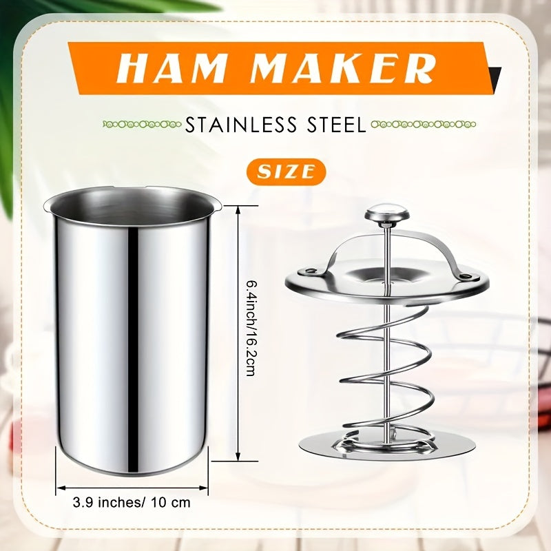 Newly Designed Stainless Steel Meat Smasher with Built-in Thermometer and Meat Pressing Bucket - Perfect for Home Kitchen Use, Cooking Tools and Accessories - Includes Ham Machine